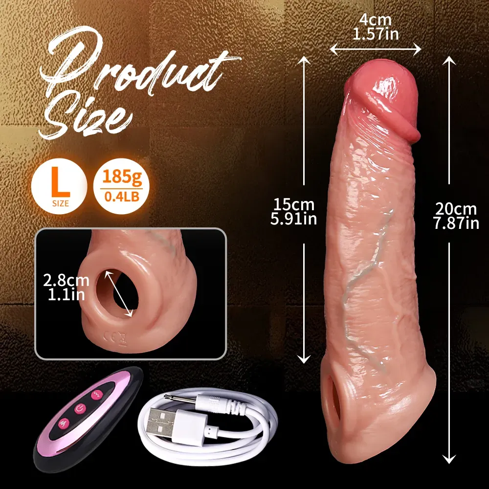 Kaler 7.8"× 1.6" Flesh Realistic Vibrating Cock Sleeve | 9 Modes